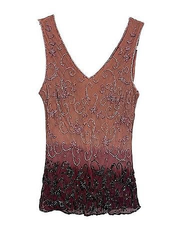 Newport News 90s Romantic, Beaded Silk Top, Fairycore, Ethereal Top, Going Out Top, Made in India Sleeveless Jersey (view 1)