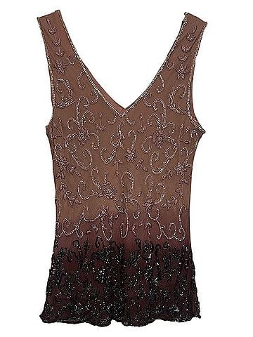 Newport News 90s Romantic, Beaded Silk Top, Fairycore, Ethereal Top, Going Out Top, Made in India Sleeveless Jersey (view 2)