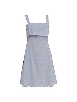 Theory Theory Draped-Back Mini A-Line Dress in Light Blue Linen (view 1)