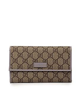 Gucci Gucci GG Supreme Tri-fold Long Wallet 190336 Beige Light Purple Leather Women's GUCCI (view 1)