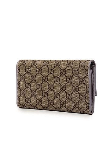Gucci Gucci GG Supreme Tri-fold Long Wallet 190336 Beige Light Purple Leather Women's GUCCI (view 2)