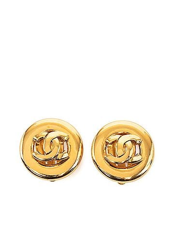 Chanel Chanel Coco Mark Vintage Round Earrings, Gold Plated, Women's CHANEL (view 1)