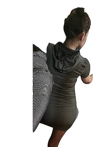 Target Ribbed Hooded Bodycon T-shirt Dreaa Casual Dress (view 2)