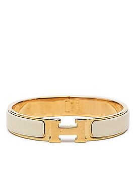 Hermès Hermes Click H GM Enamel Bracelet Bangle Gold White Plated Women's HERMES (view 1)