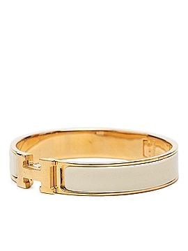Hermès Hermes Click H GM Enamel Bracelet Bangle Gold White Plated Women's HERMES (view 2)