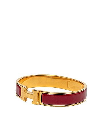 Hermès Hermes Click H PM Enamel Bracelet, Red with Gold Plating, Women's (view 2)