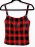 St. John Plaid Bow Print Checkered-gingham Color Block Red Black Tank Top Size 2 - photo 4