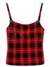 St. John Plaid Bow Print Checkered-gingham Color Block Red Black Tank Top Size 2 - photo 1