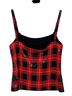 St. John Plaid Bow Print Checkered-gingham Color Block Red Black Tank Top Size 2 - photo 2