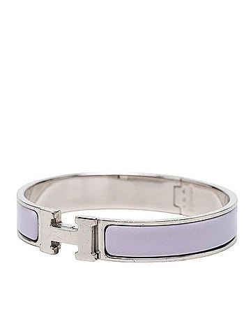 Hermès Hermes Click H GM Enamel Bracelet Bangle Purple Silver Metal Women's HERMES (view 2)