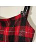 St. John Plaid Bow Print Checkered-gingham Color Block Red Black Tank Top Size 2 - photo 6