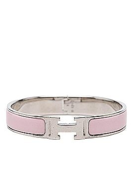 Hermès Hermes Click H TGM Enamel Bracelet Bangle Pink Silver Metal Women's HERMES (view 1)