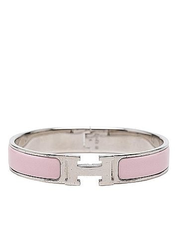 Hermès Hermes Click H TGM Enamel Bracelet Bangle Pink Silver Metal Women's HERMES (view 1)