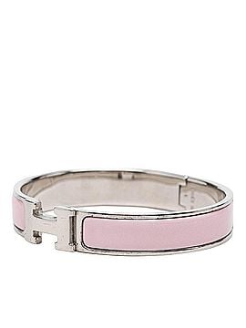 Hermès Hermes Click H TGM Enamel Bracelet Bangle Pink Silver Metal Women's HERMES (view 2)