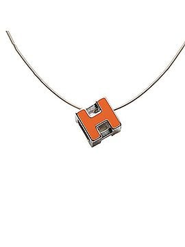 Hermès Hermes Cage d'H Chain H-Cube Pendant Necklace Orange Silver Metal Women's HERMES (view 1)