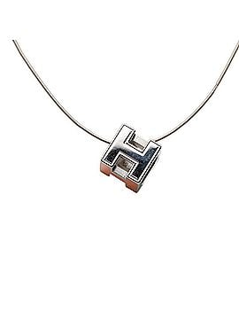 Hermès Hermes Cage d'H Chain H-Cube Pendant Necklace Orange Silver Metal Women's HERMES (view 2)