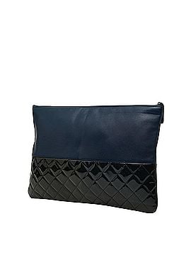 Chanel Chanel Matelassé Coco Mark Clutch Bag, Navy Green Lambskin Enamel, Women's CHANEL (view 2)