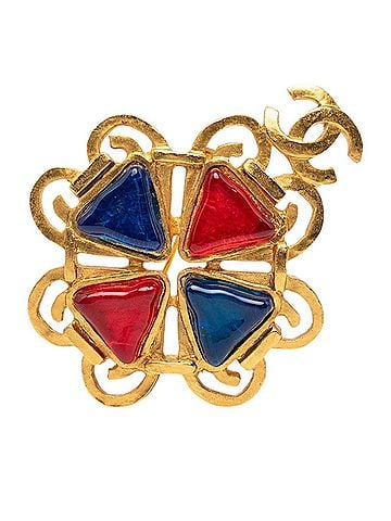 Chanel Chanel Coco Mark Vintage Brooch, 95P Stamp, Gold Plated Resin, Women's CHANEL (view 1)