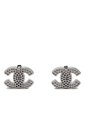 Chanel Chanel Coco Mark Punching Earrings 03P Silver Metal Women's CHANEL (view 1)