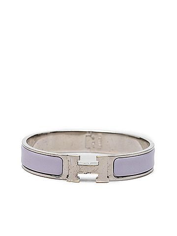 Hermès Hermes Click H PM Bangle Bracelet, Silver and Purple Metal, Women's (view 1)