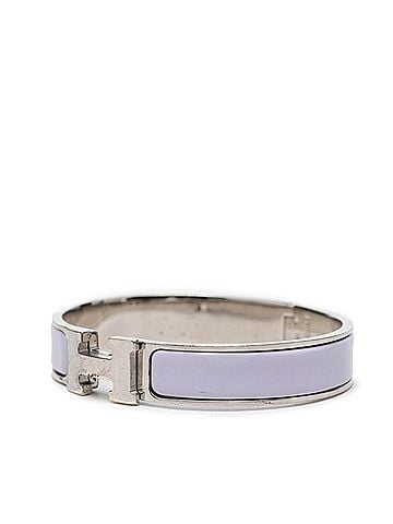 Hermès Hermes Click H PM Bangle Bracelet, Silver and Purple Metal, Women's (view 2)