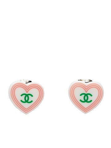 Chanel Chanel Coco Mark Heart Earrings 04C White Plastic Women's CHANEL (view 1)