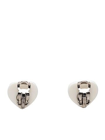 Chanel Chanel Coco Mark Heart Earrings 04C White Plastic Women's CHANEL (view 2)