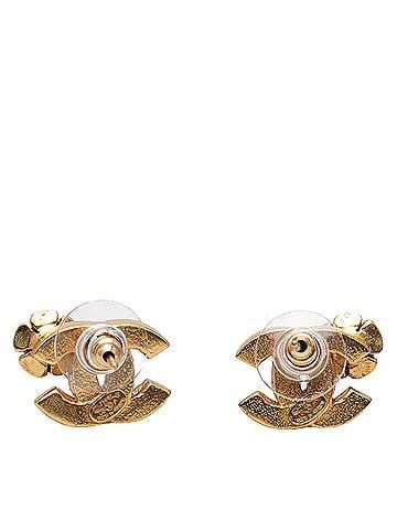 Chanel Chanel Coco Mark Camellia Stud Earrings 03P Gold Multicolor Plated Women's CHANEL (view 2)