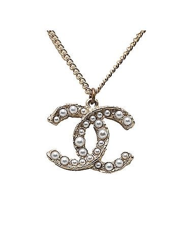 Chanel Chanel Coco Mark Necklace Pendant A12A Gold Plated Faux Pearl Women's CHANEL (view 1)