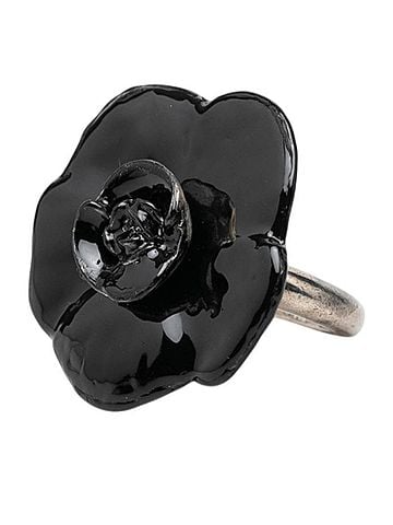 Chanel Chanel Camellia Ring, 01A, Silver and Black Metal, Women's, CHANEL (view 2)