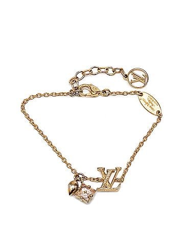 Louis Vuitton Louis Vuitton Monogram Flower Bracelet Lulugram M00801 Gold Plated Rhinestone Women's LOUIS VUITTON (view 1)