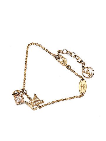 Louis Vuitton Louis Vuitton Monogram Flower Bracelet Lulugram M00801 Gold Plated Rhinestone Women's LOUIS VUITTON (view 2)