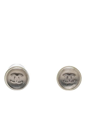 Chanel Chanel Coco Mark Stud Earrings, Silver, Clear Metal, Women's CHANEL (view 1)