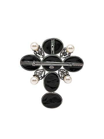 Chanel Chanel Coco Mark Brooch, 03A stamp, Black Silver Metal, Faux Pearl, Resin, Women's CHANEL (view 2)