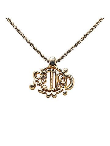 Christian Dior Christian Dior Dior Logo Emblem Chain Pendant Necklace, Gold Plated Rhinestone, Women's. (view 2)