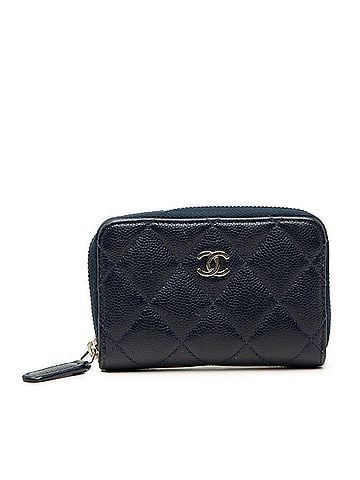 Chanel Chanel Matelassé Coco Mark Wallet/Coin Purse, Navy Caviar Leather, Women's CHANEL (view 1)