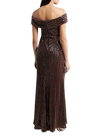 Eliza J Sequin Twist Off The Shoulder Maxi Gown Cocktail Dress (view 2)
