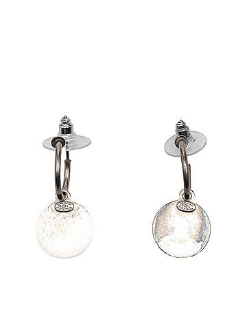 Chanel Chanel Coco Mark Vintage Hoop Stud Earrings, 99A Stamped, Silver and Gold Metal, Women's CHANEL (view 2)