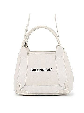 Balenciaga Balenciaga handbag Navy Cabas XS canvas leather 390346 BALENCIAGA 2-way white (view 1)