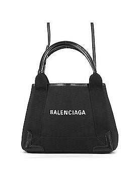 Balenciaga Balenciaga handbag Navy Cabas XS canvas leather 390346 BALENCIAGA 2-way black (view 1)