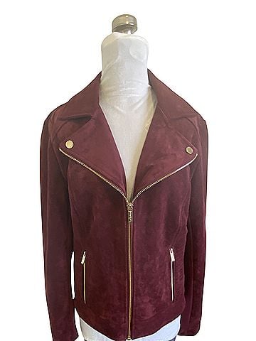Calvin Klein Faux Suede Straight Zip Moto Jacket (view 1)