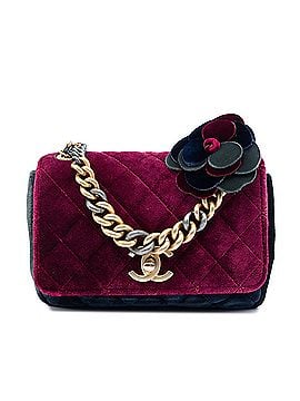 Chanel Paris Cosmopolite Small Tricolor Quilted Velvet Private Affair Camellia Flap (view 1)