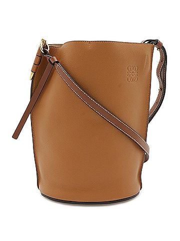 Loewe LOEWE Anagram Gate Bucket Shoulder Bag, Leather, Black, Camel, Brown, 321.12.U13 (view 1)