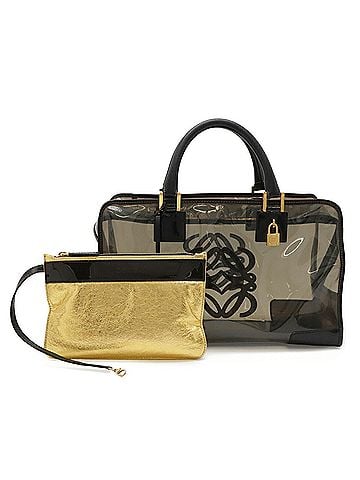 Loewe LOEWE Amazona 36 Anagram Handbag Tote Bag Vinyl Leather Clear Black (view 1)