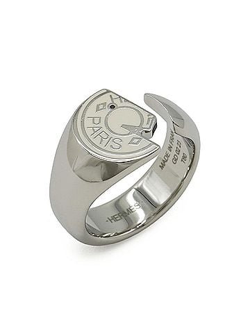 Hermès HERMES Hermes Clou de Selle Carousel Ring Metal Ivory #60 Japanese size approx. 1 (view 1)
