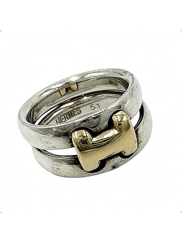 Hermès Hermes Olympus Ring for Women, Vintage Jewelry, Au750 18K Gold, Sterling Silver 925, Approx. 9.1g (view 1)
