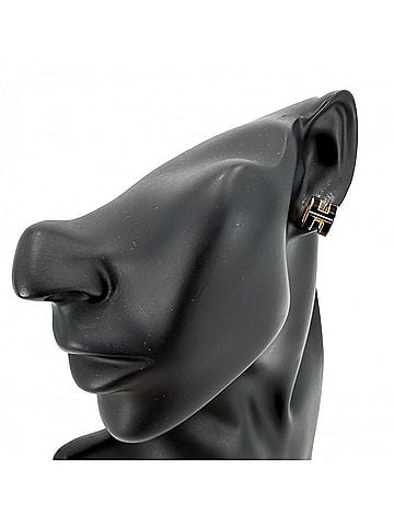 Hermès Hermes Pop H Earrings for Women, Black and Gold, Approx. 5.1g (view 2)