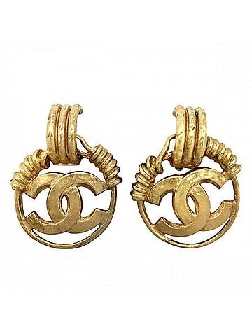 Chanel Chanel Earrings for Women, Coco Mark, Vintage, Round, CHANEL GP 94P Gold, Approx. 32.4g, 1994 (view 1)