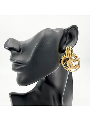 Chanel Chanel Earrings for Women, Coco Mark, Vintage, Round, CHANEL GP 94P Gold, Approx. 32.4g, 1994 (view 2)