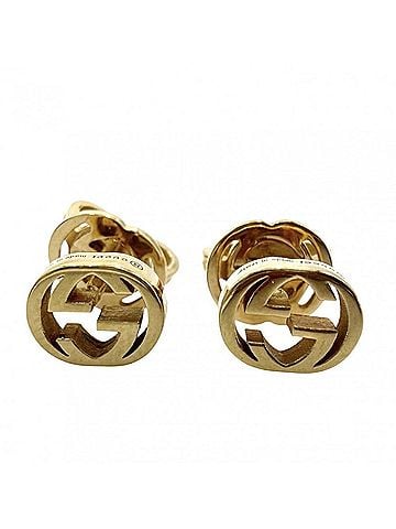Gucci Gucci Interlocking G Earrings for Women, 18K Yellow Gold (Au750), Small, Simple Design, Item No. 662111, Approx. 2.1g (view 1)